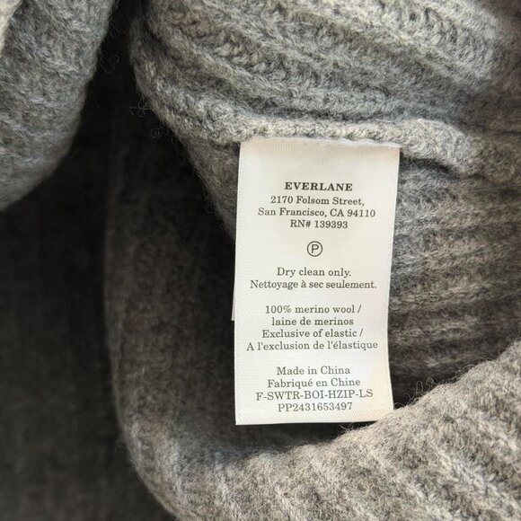 Everlane The Half-Zip Sweater in Luxe Merino Heathered Mid-Grey, Size Medium - Picture 8 of 9
